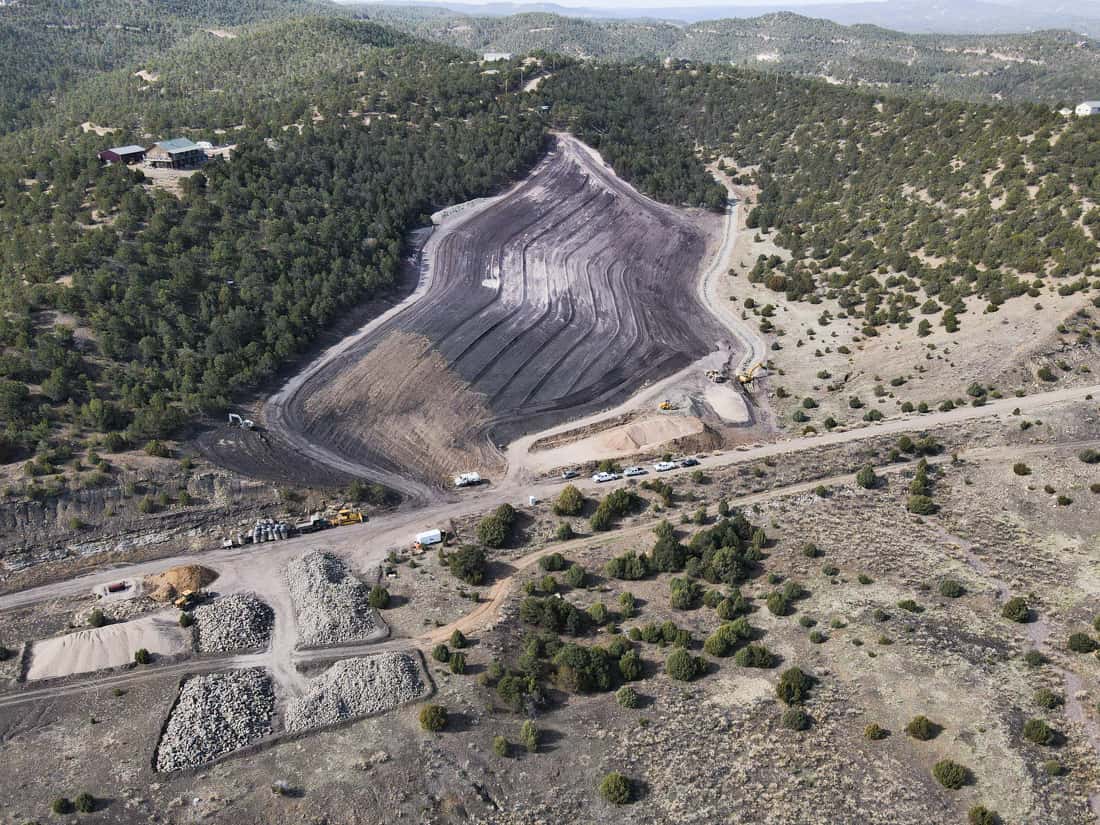 Aerial image of a terraced West Sopris Coal Mine Refuse Pile near Trinidad Colorado